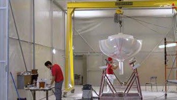 A moulding under vacuum during infusion in the workshop