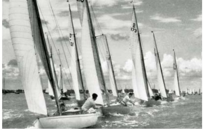 1952 Olympic Trials, K240 Troll, a 1951 Bjorn Aas and K73 Tama, a 1938 McGruer among the fleet.