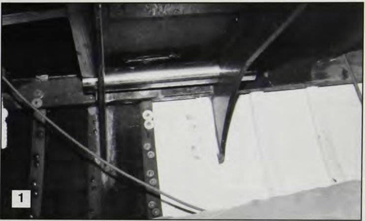 Photo 1 (Windermere class rig): the stainless steel tube positioned under the deck.
