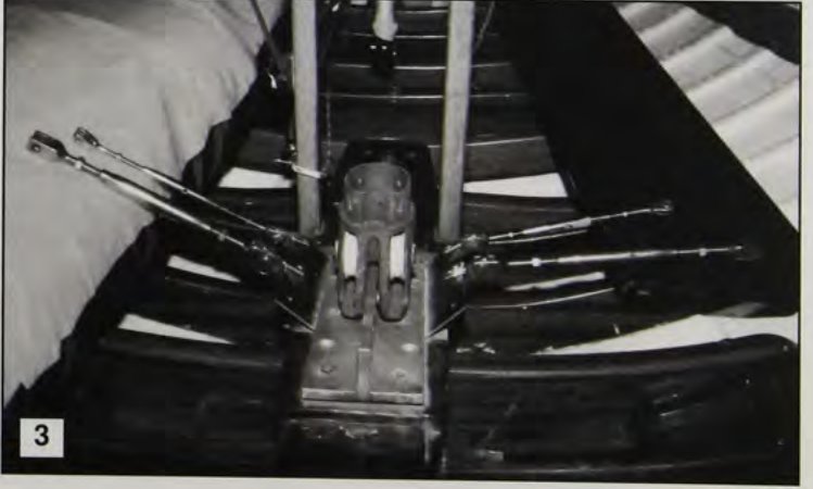 Photo 3 (Windermere class rig): the larger mast step with stainless steel wings and bottle screws.