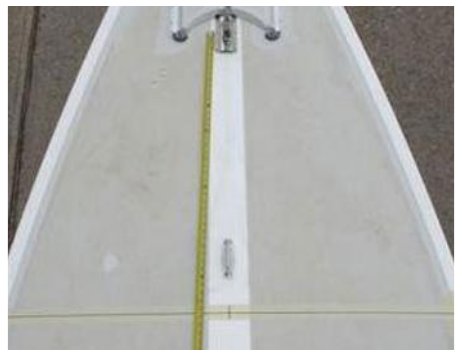 Measuring from the station 4 line forward to the forestay measurement plate (step 6).