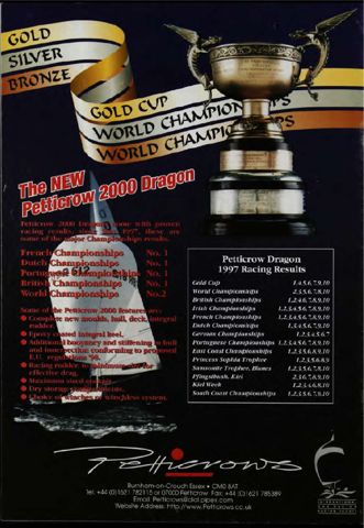 “The new Petticrow 2000 Dragon” advert, with the 1997 racing results