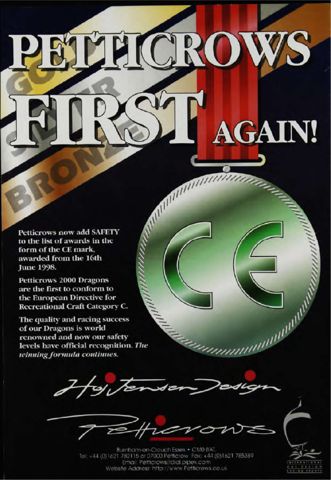 “Petticrows first again!” advert: CE mark awarded from 16 June 1998
