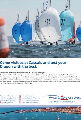 “Come visit us at Cascais and test your Dragon with the best” advert: Petticrows boatyard is now located in Cascais, Portugal